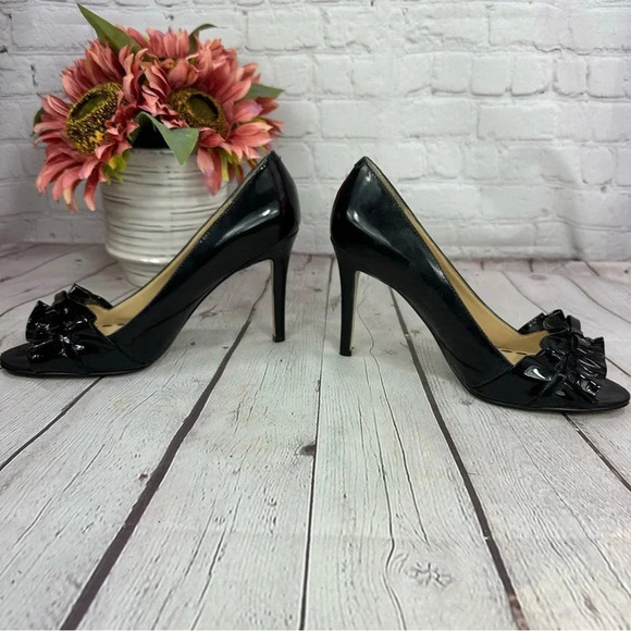 enzo angiolini eamielee black patent leather peep toe heels sz 8.5 - Picture 3 of 9